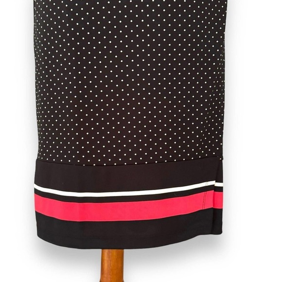 Talbots Black & White 3/4 Sleeves Keyhole Neck Polka Dot A-Line Dress Size S - Picture 6 of 9